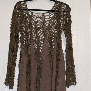 Women’s Umgee Brown / Tan Crochet Top 1XL